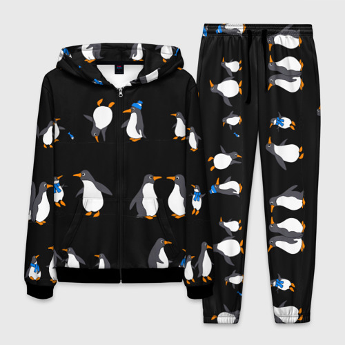 Мужской 3D костюм с принтом Веселая семья пингвинов, вид спереди #2
