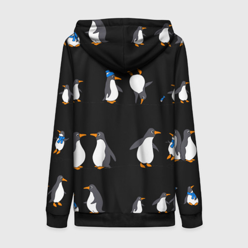 Женская толстовка 3D на молнии Веселая семья пингвинов , цвет черный - фото 2