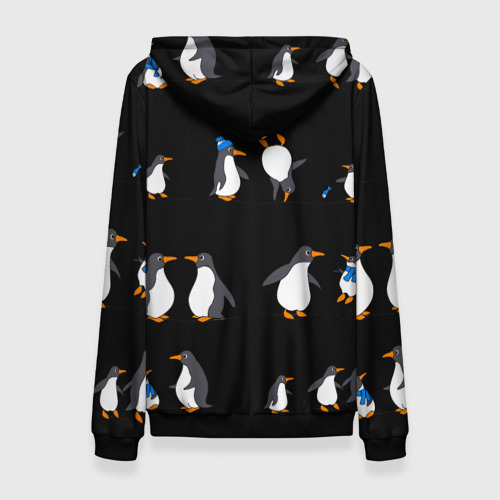 Женская толстовка 3D с принтом Веселая семья пингвинов, вид сзади #1