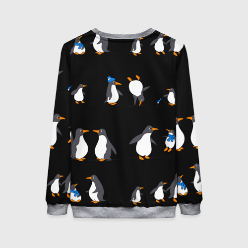 Женский свитшот 3D с принтом Веселая семья пингвинов, вид сзади #1