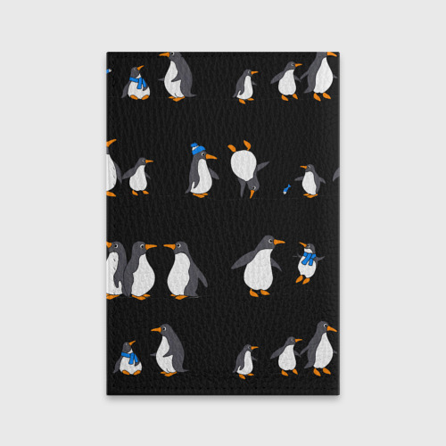 Обложка для паспорта матовая кожа Веселая семья пингвинов , цвет фиолетовый - фото 2