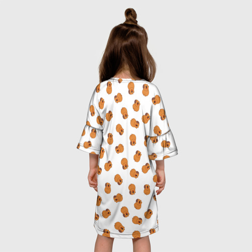 Детское платье 3D с принтом Мини капибары, вид сзади #2