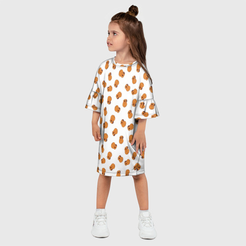 Детское платье 3D с принтом Мини капибары, фото на моделе #1