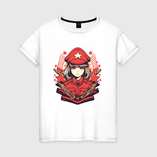 Женская футболка хлопок СССР вайфу, цвет белый
