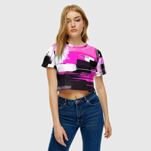 Женская футболка Crop-top 3D Black pink - girl-group - South Korea, цвет 3D печать - фото 3