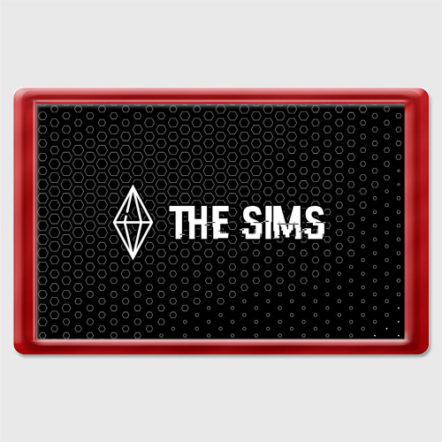 Магнит 45*70 The Sims glitch на темном фоне по-горизонтали, цвет красный