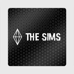 Магнит виниловый Квадрат The Sims glitch на темном фоне по-горизонтали