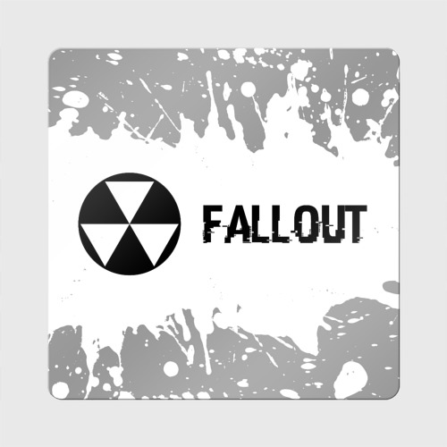 Магнит виниловый Квадрат Fallout glitch на светлом фоне по-горизонтали