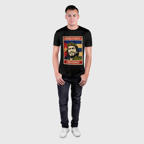 Мужская футболка 3D Slim с принтом Patria o muerte, вид сбоку #3