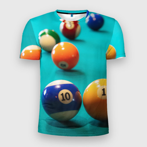 Мужская футболка 3D Slim Бильярдные шары, цвет 3D печать
