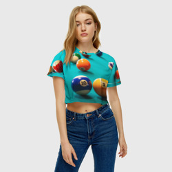 Женская футболка Crop-top 3D Бильярдные шары - фото 2