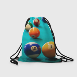 Рюкзак с принтом Бильярдные шары для любого человека, вид сзади №1. Цвет основы: белый