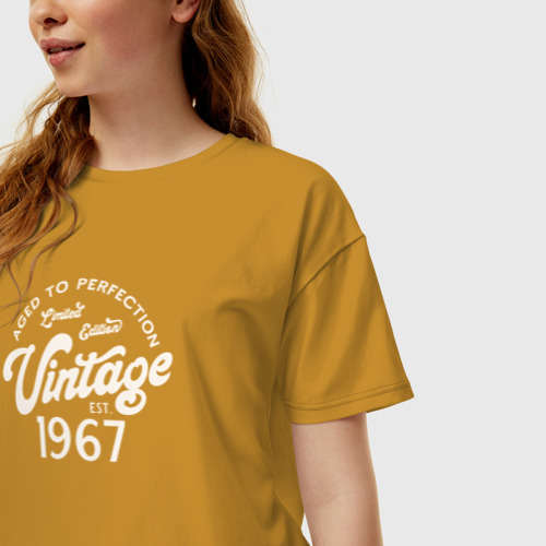 Женская футболка хлопок Oversize 1967 год, выдержанный до совершенства, цвет горчичный - фото 3