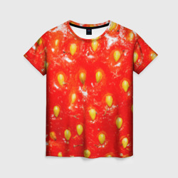 Спелая клубника текстура макро – Женская футболка 3D с принтом купить со скидкой в -26%