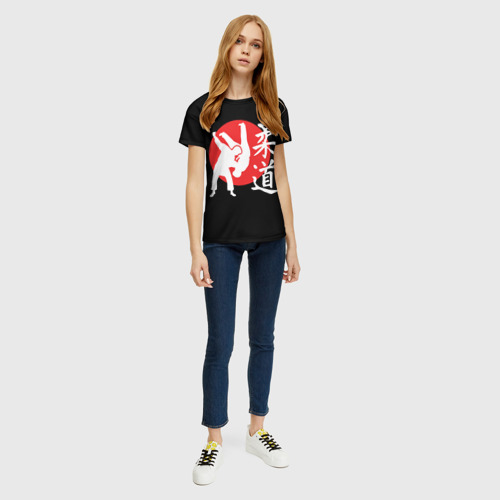 Женская футболка 3D с принтом Боевой бросок дзюдо, вид сбоку #3