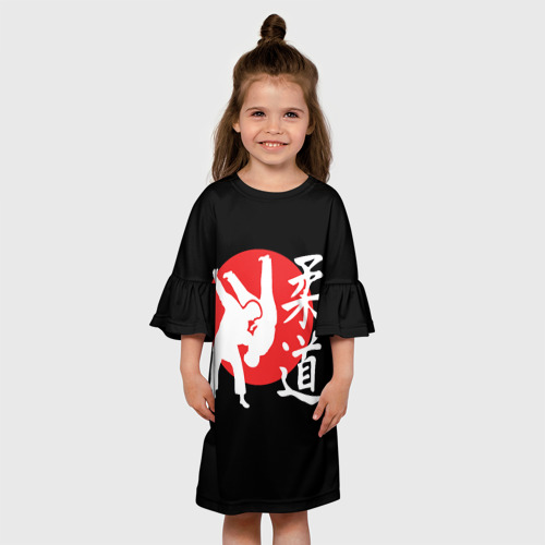 Детское платье 3D с принтом Боевой бросок дзюдо, вид сбоку #3