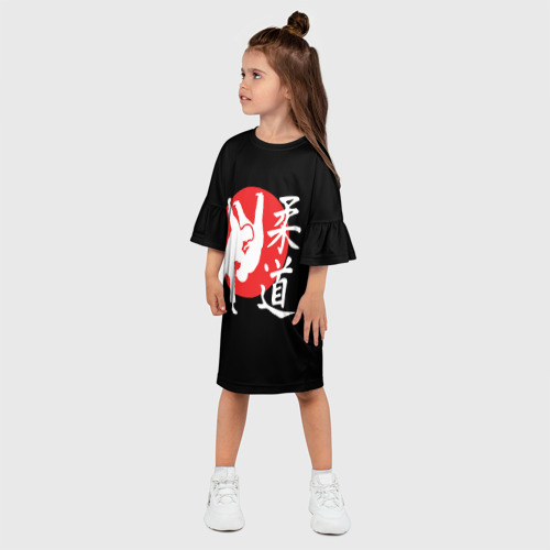 Детское платье 3D с принтом Боевой бросок дзюдо, фото на моделе #1
