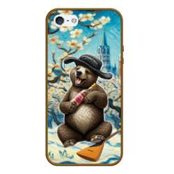Чехол для iPhone 5/5S матовый Россия медведь водка балалайка
