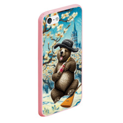 Чехол для iPhone 5/5S матовый Россия медведь водка балалайка - фото 2