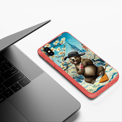 Чехол для iPhone XS Max матовый Россия медведь водка балалайка, цвет красный - фото 5