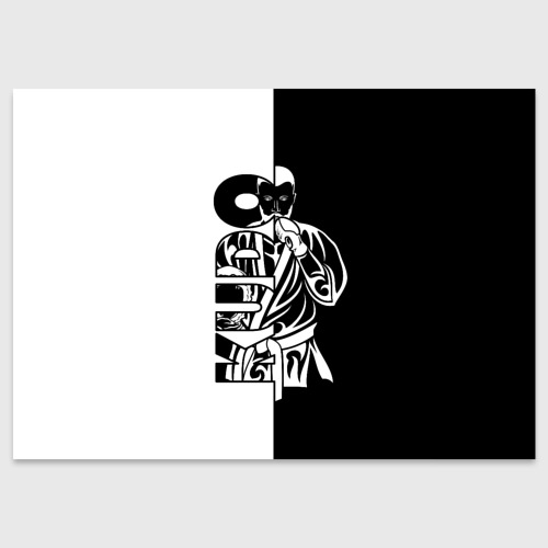 Поздравительная открытка Kudo черно-белое, цвет белый
