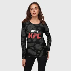 Женский лонгслив 3D Боец KFC на фоне бургеров - фото 2