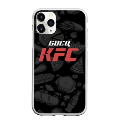 Чехол для iPhone 11 Pro матовый Боец KFC на фоне бургеров