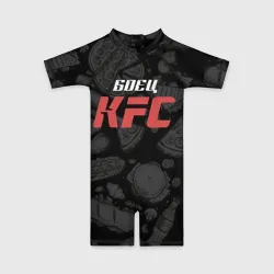 Детский купальный костюм 3D Боец KFC на фоне бургеров