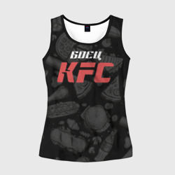 Женская майка 3D Боец KFC на фоне бургеров