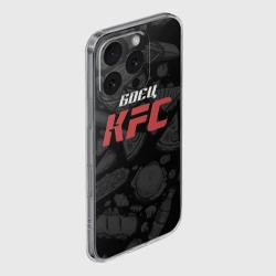 Чехол для iPhone 16 Pro Max силиконовый с защитой камеры Боец KFC на фоне бургеров - фото 2