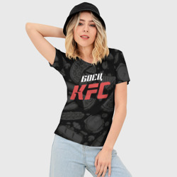 Женская футболка 3D Slim Боец KFC на фоне бургеров - фото 2