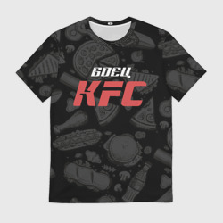 Мужская футболка 3D Боец KFC на фоне бургеров
