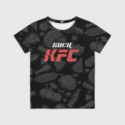 Детская футболка 3D Боец KFC на фоне бургеров
