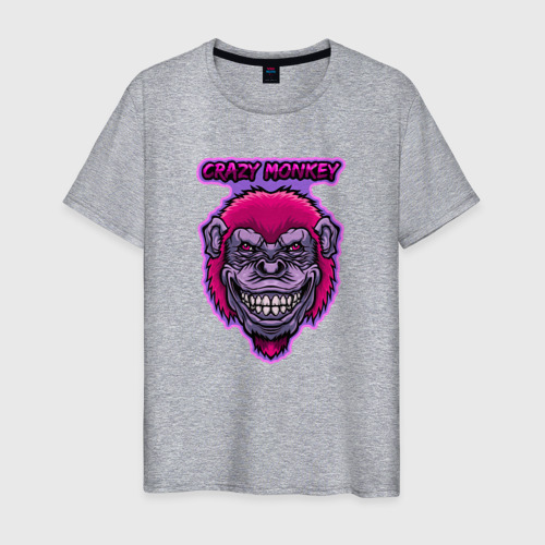 Мужская футболка хлопок Purple crazy monkey, цвет меланж