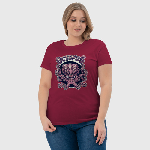 Женская футболка хлопок с принтом Octopus - злобный осьминог, фото #4