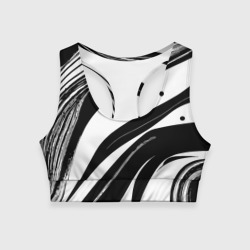 Женский спортивный топ 3D Abstract black and white composition