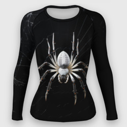 Женский рашгард 3D Белый паук на черном фоне