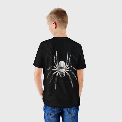 Детская футболка 3D Белый паук на черном фоне, цвет 3D печать - фото 4