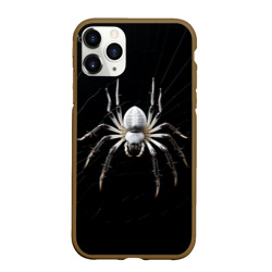 Чехол для iPhone 11 Pro Max матовый Белый паук на черном фоне