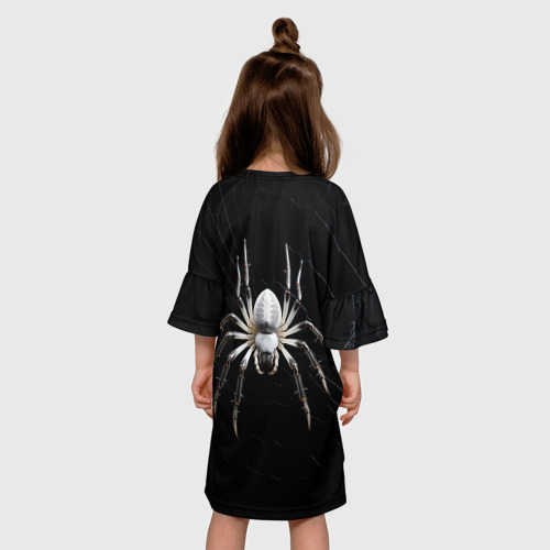 Детское платье 3D Белый паук на черном фоне, цвет 3D печать - фото 5