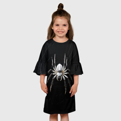 Детское платье 3D Белый паук на черном фоне - фото 2