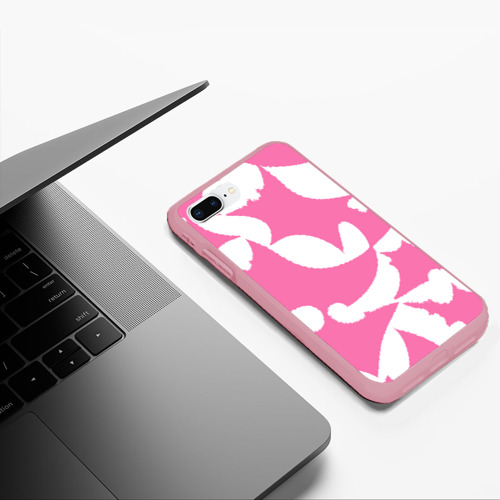 Чехол для iPhone 7Plus/8 Plus матовый Бело-розовая абстрактная композиция, цвет баблгам - фото 5