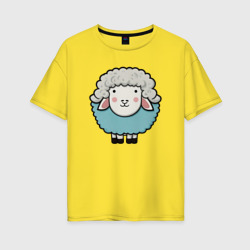 Женская футболка хлопок Oversize Веселая милая овечка