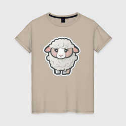Женская футболка хлопок Грустная милая овечка