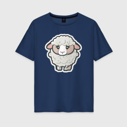 Женская футболка хлопок Oversize Грустная милая овечка