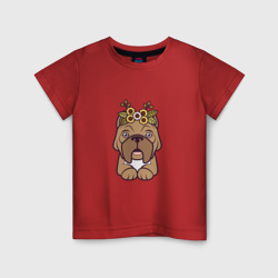 Детская футболка хлопок Боксер щенок с цветами