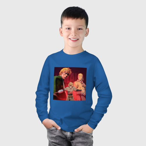Детский лонгслив хлопок с принтом Сага о Винланде - Время, фото на моделе #1