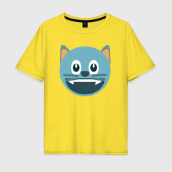 Мужская футболка хлопок Oversize Голубой котик в восторге