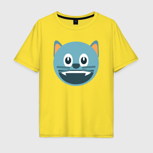 Мужская футболка хлопок Oversize Голубой котик в восторге, цвет желтый