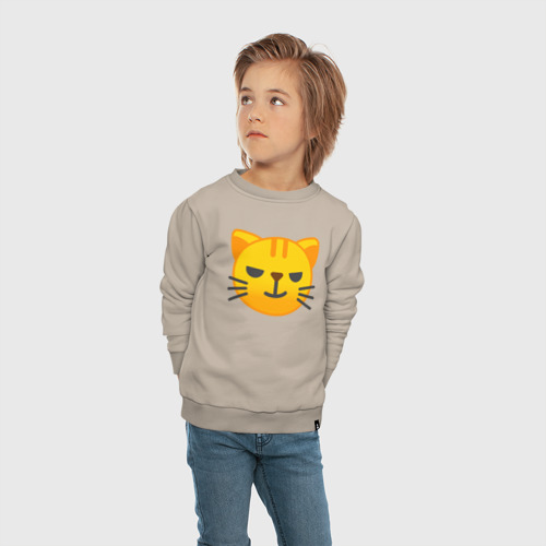 Детский свитшот хлопок с принтом Жёлтый котёнок хитрит, вид сбоку #3